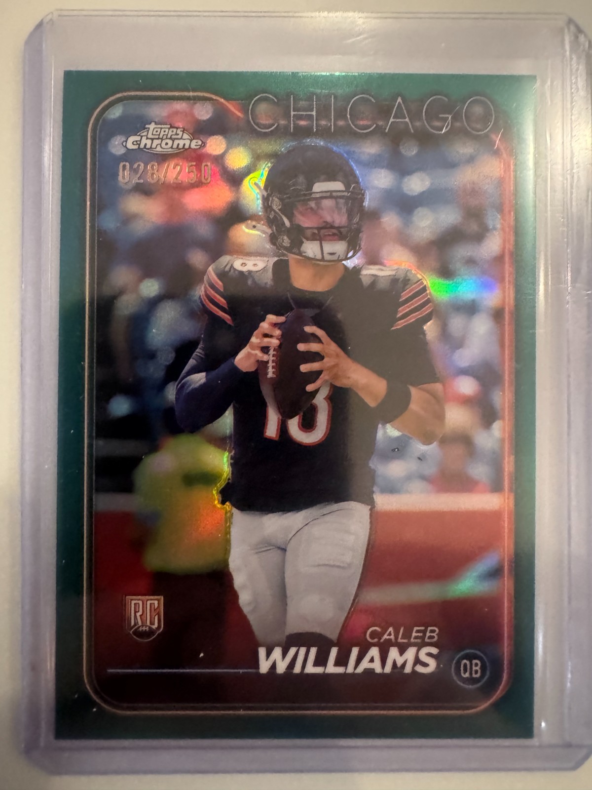 2024 Topps Chrome - Caleb Williams Rookie Teal Refractor 28/250 - #202