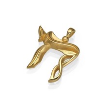 14K Solid Gold Chai Pendant Jewish Hebrew Life Symbol Charm Judaica Gift