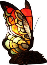 Butterfly Tiffany Style Stained Glass Table Lamp - 9 Inch Night Light