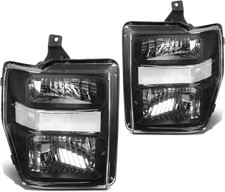Black Housing Headlights for 2008-2010 F-250 F-350 F-450 F-550 Super Duty