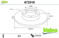 2X Bremsscheibe Valeo 672510 2 Bremsscheiben Hinterachse Hinten FüR Nissan