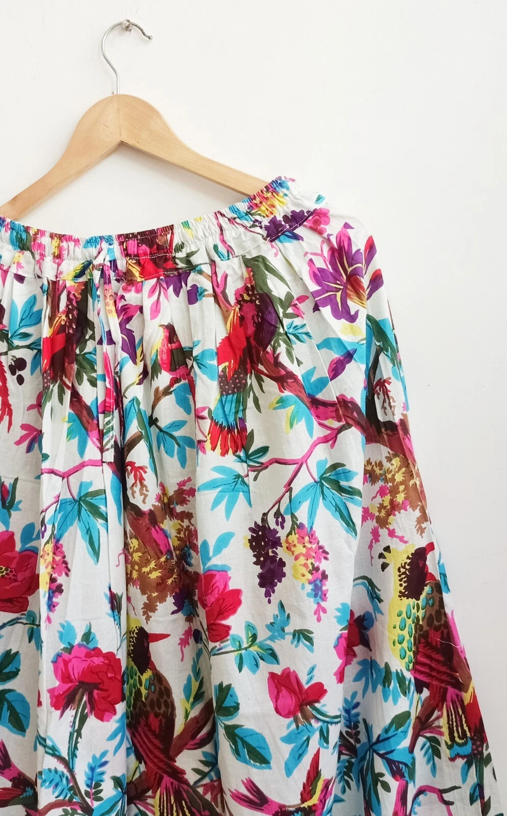 White Bird Floral Cotton Skirt Handmade Skirt Women's Clothing Skirt Party Skirt