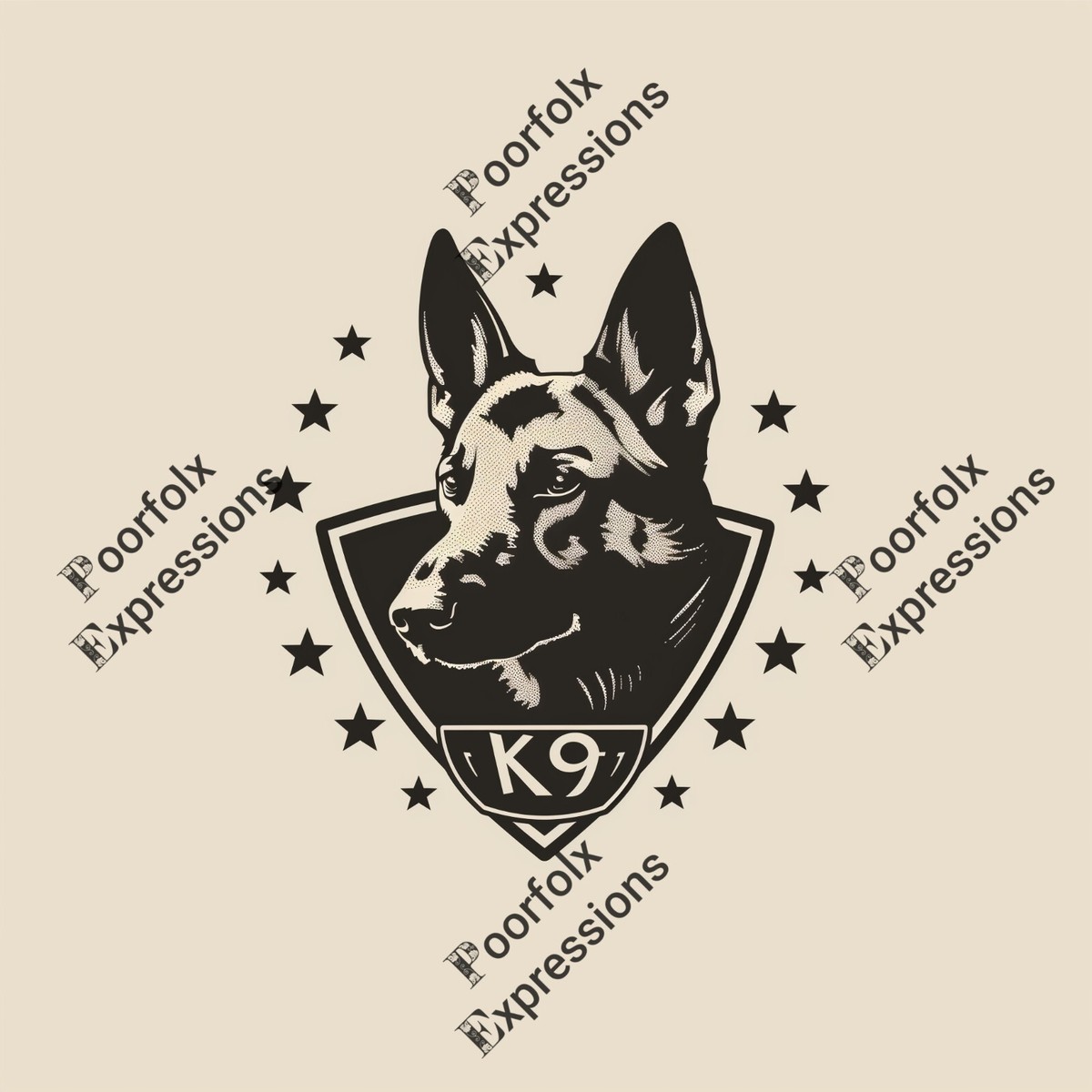 Set Of (5) Original Digital Art Images Of Various German Shepherd Dog K9  Logo A+