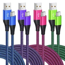 Besgoods USB Type C Cable 4-Pack 10ft USB C Cable Fast Charge Nylon Braided U...