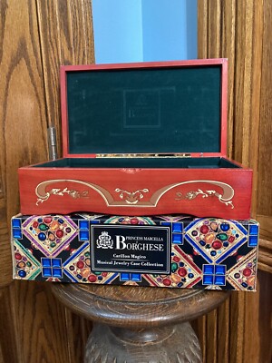 Vintage Jewelry Music Box Princess Marcella Borghese New In Original Box, Crack