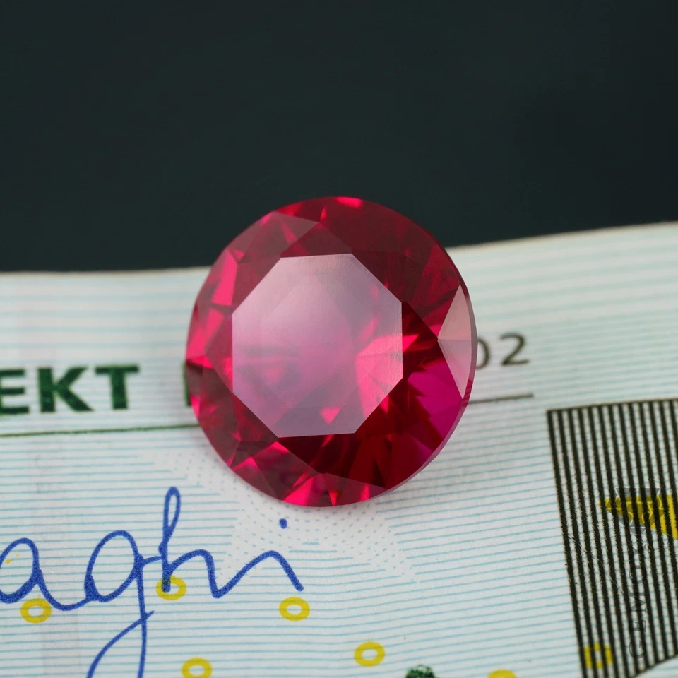 Ruby Loose Gemstone Genuine Lab-Grown Faceted Round Cut Raspberry Red Stone EU - Image 4 of 4