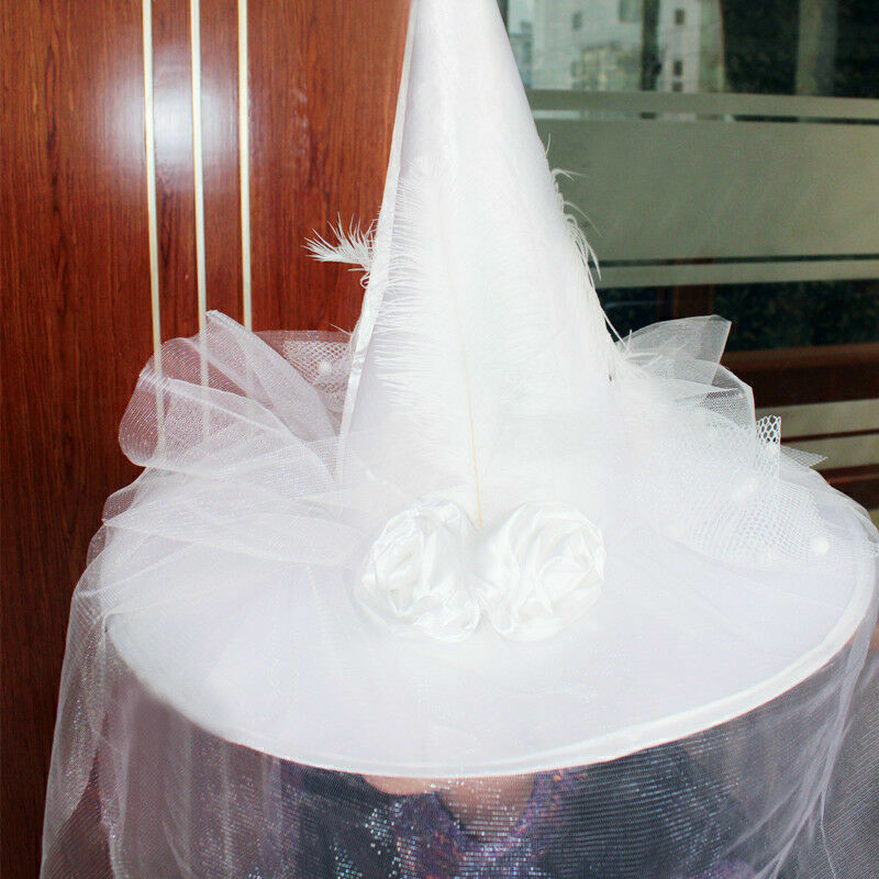 Women Girls Witch Hat Adults Costume Accessory Halloween Fancy Dress
