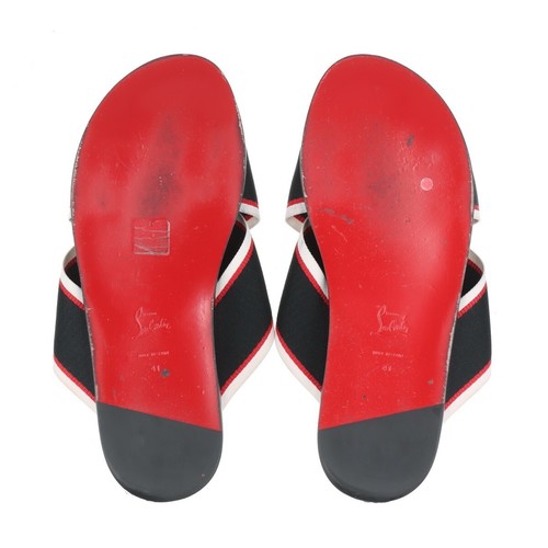 Christian Louboutin HOT CROSS Fabric Sandals Men’s Size 41 US 8 Black × White - 第 8/15 張圖片