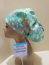 Eggs green Easter Women's Euro/Chef Surgical Scrub Hat/Cap Handmade