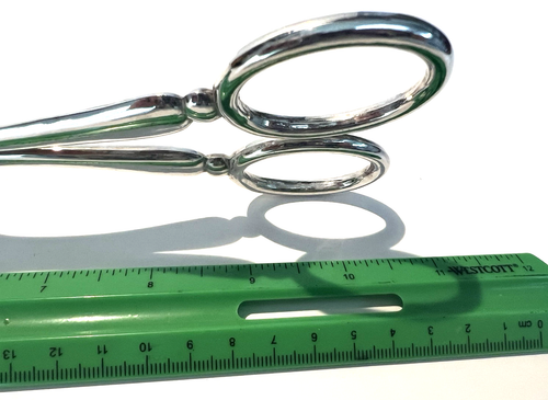 Vintage Large 10-1/2" Scissor Salad Serving Tongs EP Zinc Alloy Hong Kong - Picture 6 of 6