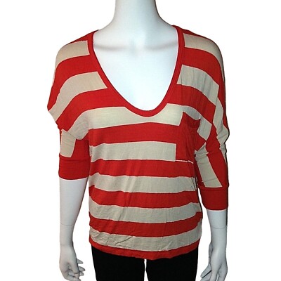 Heather By Bordeaux Knit Top Size Small Women's Striped Dolman Sleeve Shirt Tee