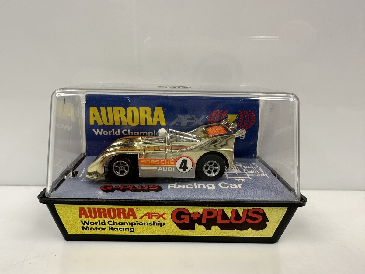Rare Vintage Aurora A/FX G+Plus Porsche Audi 510k #4 Slot Car Gold