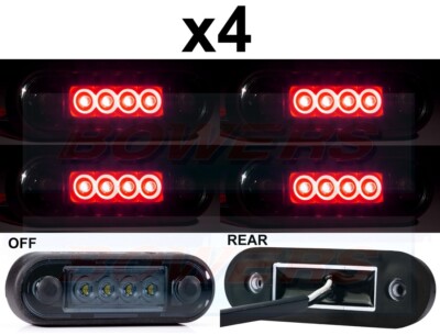 4x RAUCH/DUNKEL EINFACHE PASSFORM BÜNDIG PASSEND ROTE LED-MARKIERUNGSLEUCHTE/LEUCHTE LKW VAN BAR
