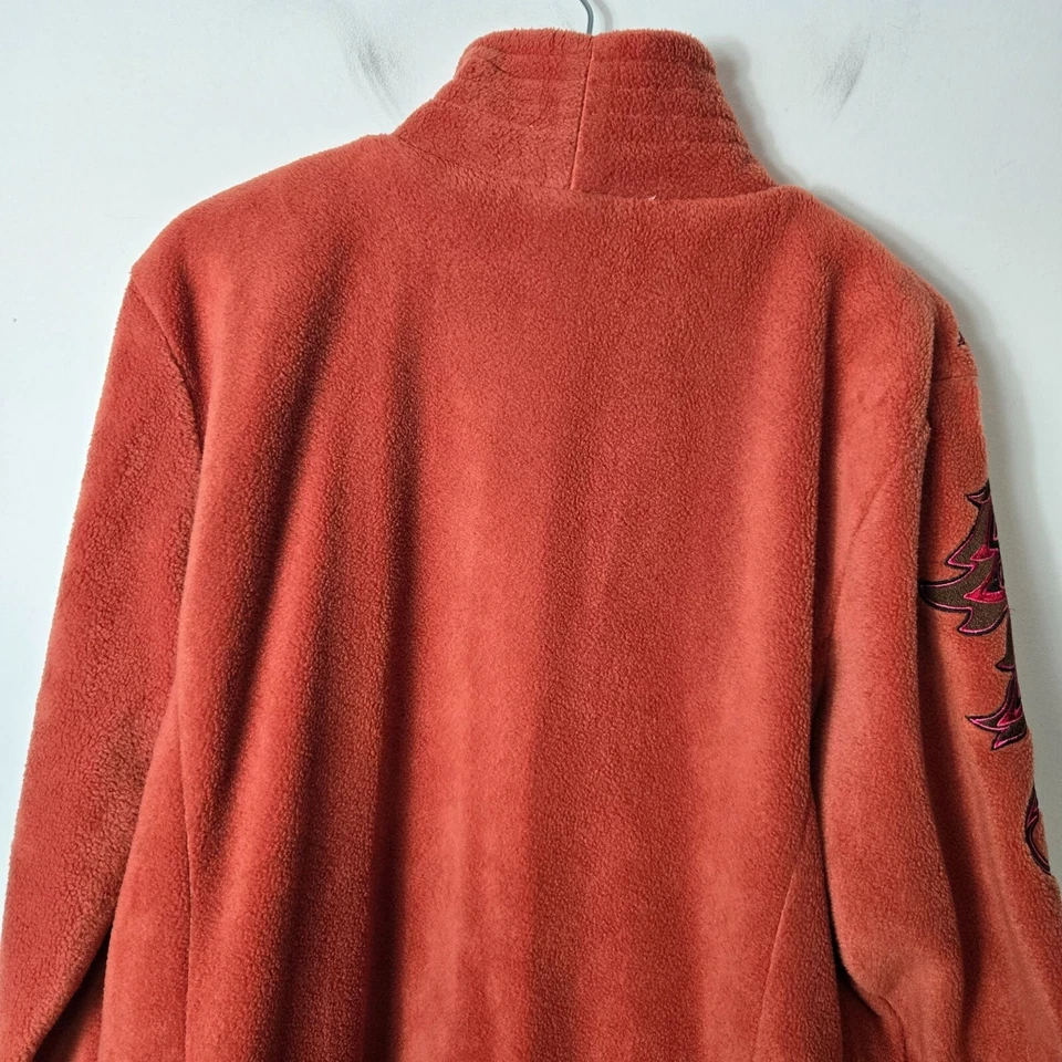 Bob Mackie Wearable Art Size M Burndt Orange Fleece Embroidered Jacket - Image 4 of 4