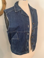 Vintage Chic Denim Vest Medium Women Blue Cotton Jean Usa Hipster 90s Y2k