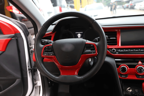 Red Carbon Fiber Steering Wheel Strip Cover Trim For Hyundai Accent 2018-2022 - Picture 7 of 7