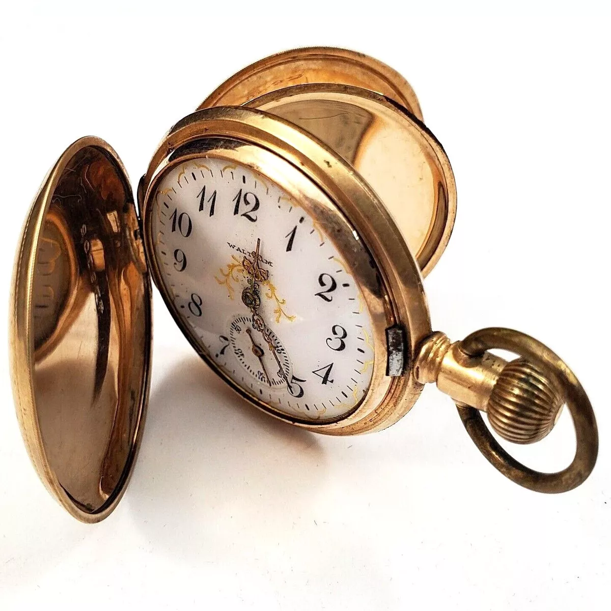 Antique 1896 Waltham Pocket Watch 6s M 1890 7 Js G Y FullHunting