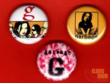 Set of three 1" Garbage pinback buttons pins band Shirley Manson
