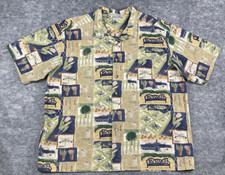 Vintage Smith & Hawken Mens Camp Shirt XL Watercolor Gardening AOP Made in USA