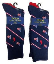 Polo Ralph Lauren Dress Socks Men American Flags Stripe Trouser Sock 4-Pack NEW