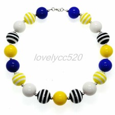 Acrylic Yellow Blue Chunky Gumball Beads Kids Bubblegum Fashion Women Necklace