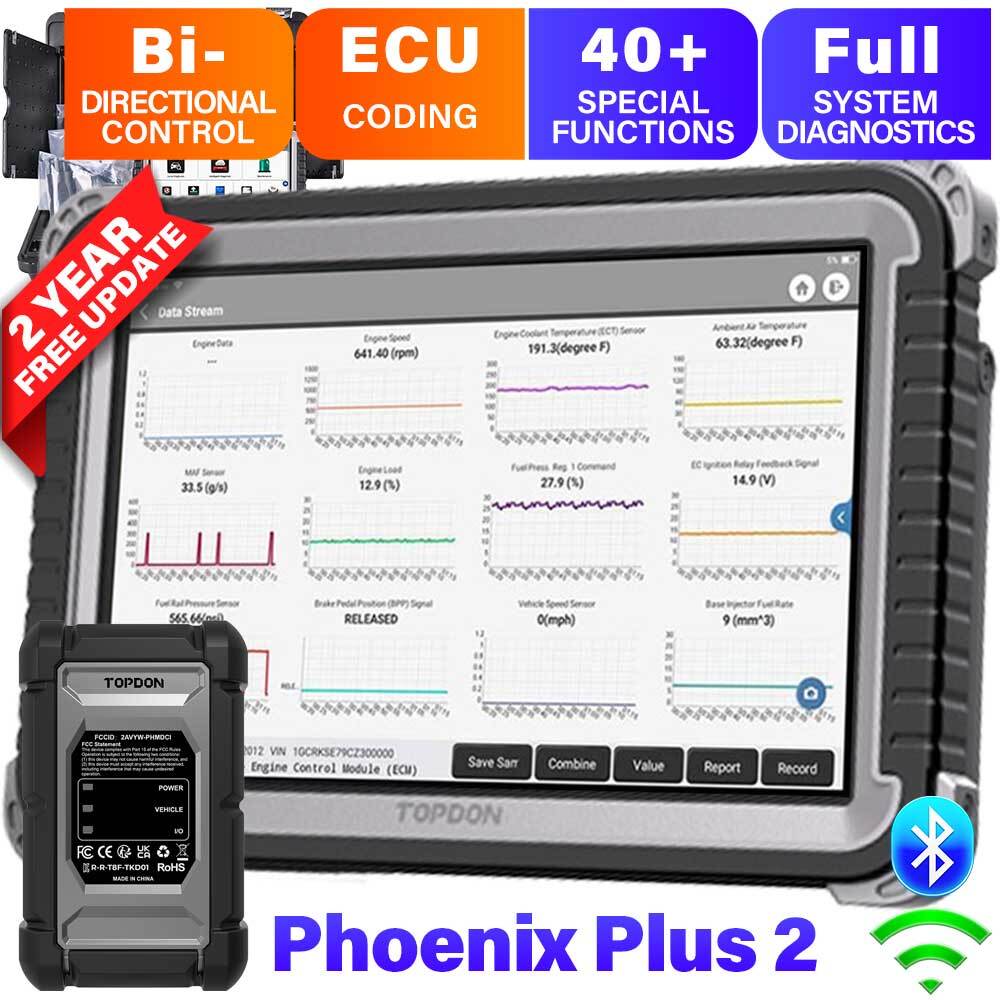 TOPDON Phoenix Plus 2 Intelligent Diagnostic Scan Tool ADAS E/CU Online Coding-image