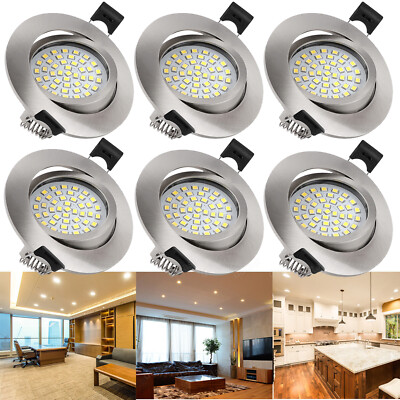 6x LED Panel Einbaustrahler Einbauleuchte Deckenleuchte Flach Rund Einbau Spot