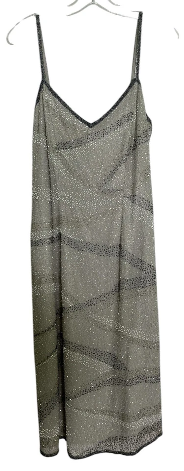 SCALA Dress Women XL Neutral Colors Entirely Beaded 2pc 100% Silk Dress NWT - Image 3 of 4