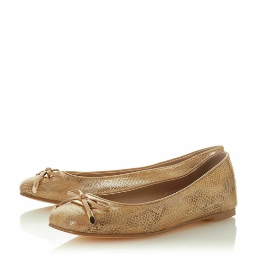 Dune London Herculi Champagne Reptile Synthetic Women Ballerina Flat Shoes  | eBay