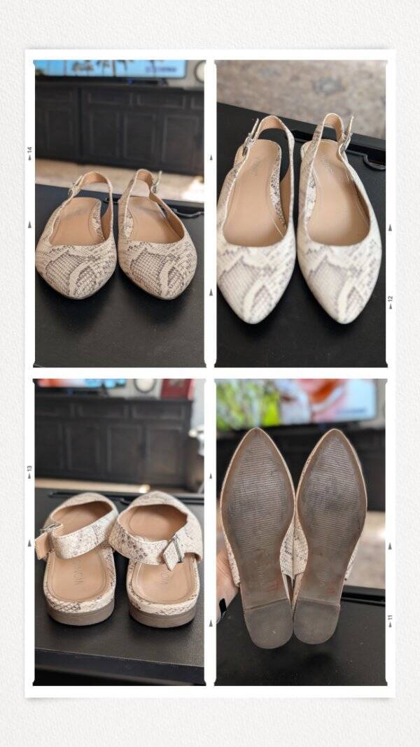 Vionic Jade Embossed Snakeskin Slingback Flat Size 8 Comfortable Shoes $140