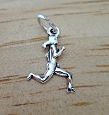 Plata de Ley 3D 18x10mm Delgado Mujer Corredor Correr Correr Correr Dije!
