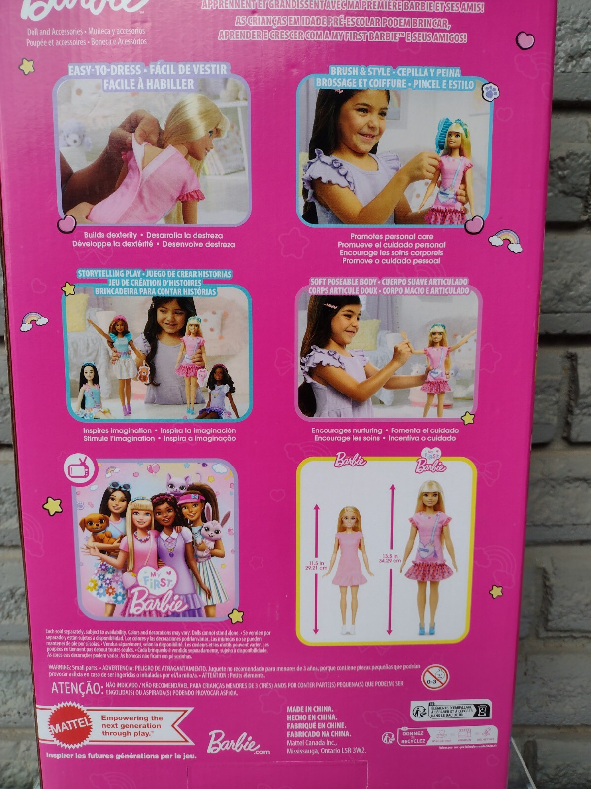 My First Barbie Doll for Preschoolers 'Malibu' Blonde Pink Dress Posable Doll