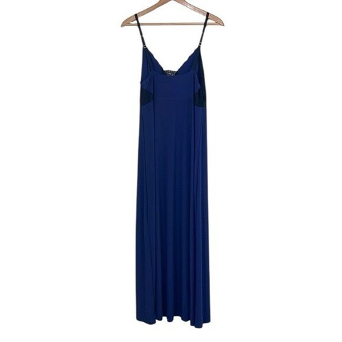 Soma Maxi Dress Nightgown Womans Size Medium Black Lace Blue Adjustable Straps - Photo 9 sur 10
