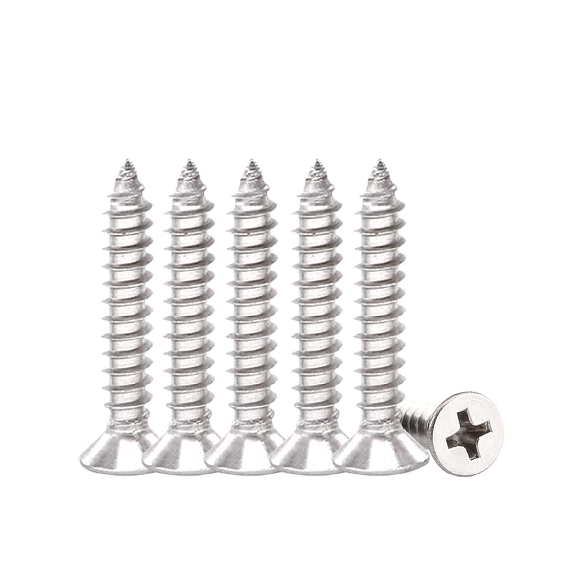 100-Pack 8x1mm Stainless Steel Flat Head Self-Tapping Wood Screws