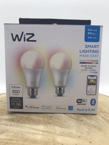 Wiz 603639 Color 8.8W A19 E26 WiFi 2-Pack Smart Bulb
