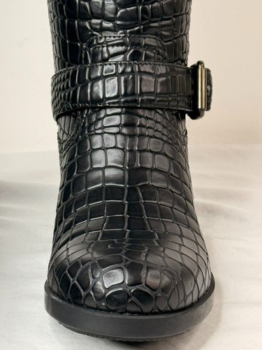Prada Black Faux Crocodile Emboss Leather Moto Boots Size 39 - Picture 13 of 16