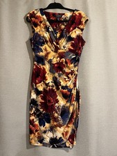 LAUREN RALPH LAUREN Pre-owned Floral Ruched Knee Length Dress Sz8 Event Elegant