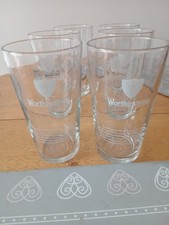 6 X Worthingtons Beer Glasses. Brand New . Mancave / Home Bar / World Cup