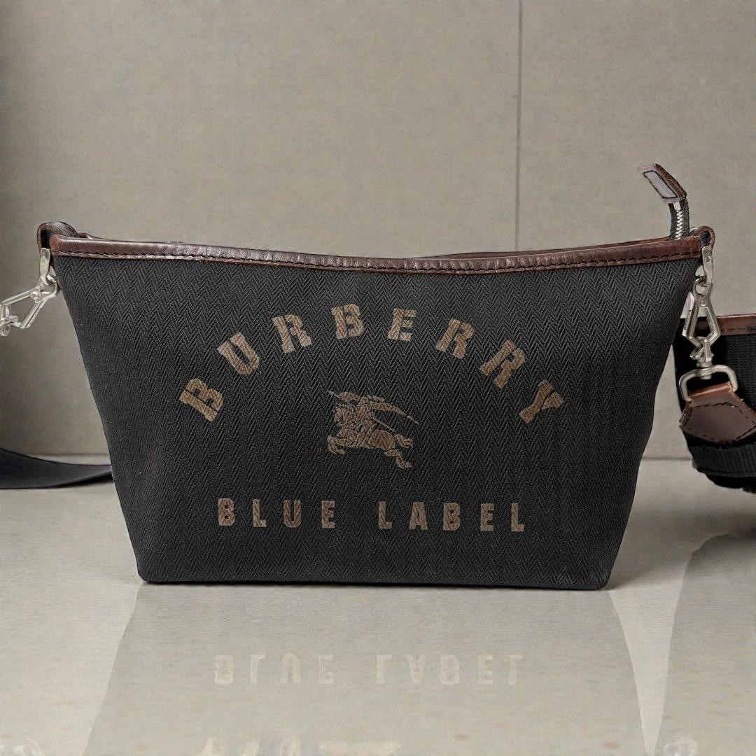 Burberry Blue Label Horse Logo Shoulder Bag Canvas Leather Brown Black New thumbnail 14