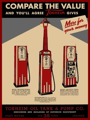 #ad 1937 Tokheim Oil amp; Gas Pump Fort Wayne Indiana NEW METAL SIGN: 9x12quot; Ships Free $21.88