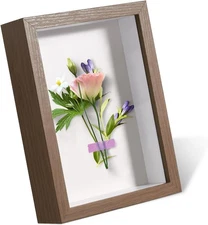 5x7 Shadow Box Frame Display Case with Real Glass,Display Walnut Color 