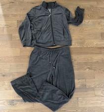 Mirror Image Women  s 2X Velour Track Suit 2 Piece Zip Jacket Pants Gray Y2K