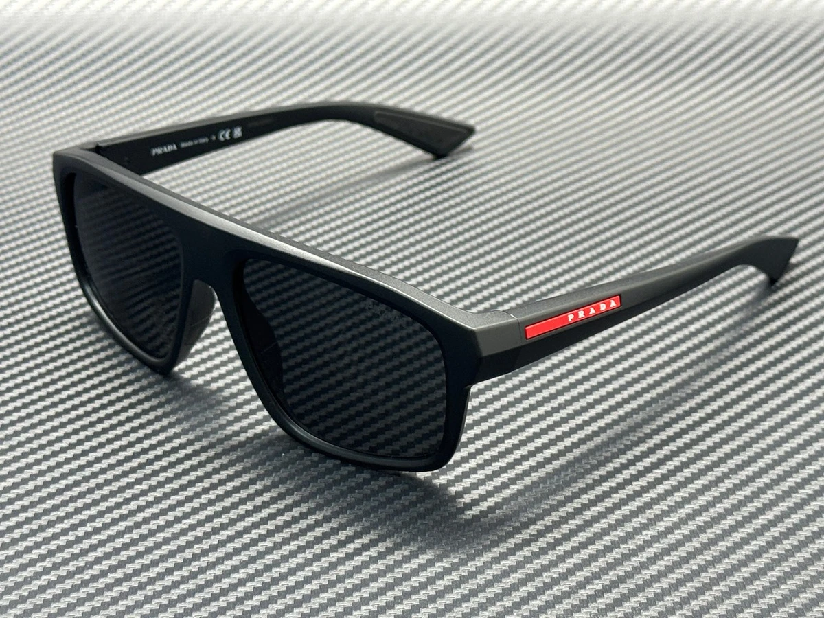 Prada Matte Gray Geometric Sunglasses with Black Lenses Black PR-B19S Geometric Sunglasses (0PR-B19S-BLACK-DARK-GREY) main image 3