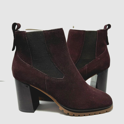 Sanctuary Footwear Women's 8.5 Ravish Chelsea Suede Bootie Burgundy Ankle Boots