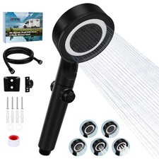 RV Shower Head with Hose, 5 1 Mode High Pressure Replacement Black