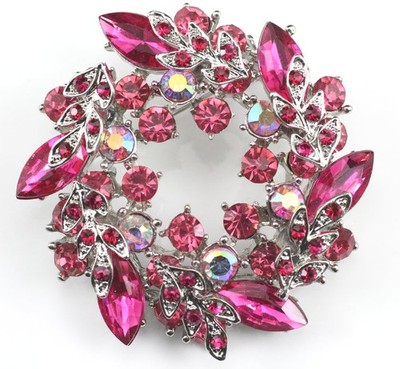 Pink Fancy Austrian Rhinestone Crystal Bouquet Bridal Wedding Brooch Pin