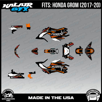 Graphics Kit for Honda GROM (2017-2020) Rugged Series-ORANGE