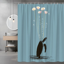 Sea Turtle Flower Shower Curtain, Blue Ocean Print