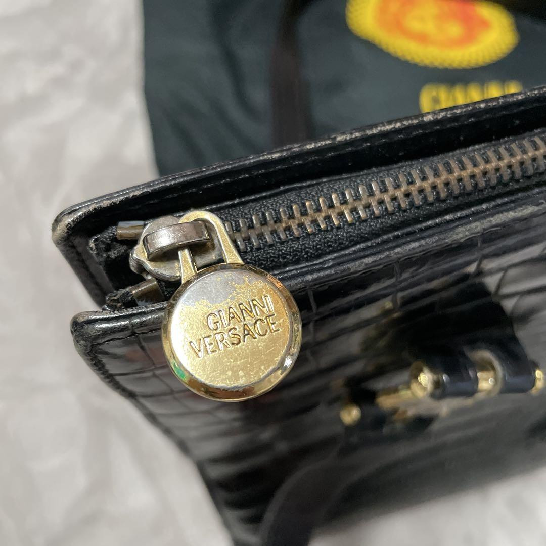 GIANNI VERSACE Shoulder Bag Black Leather Medusa Head