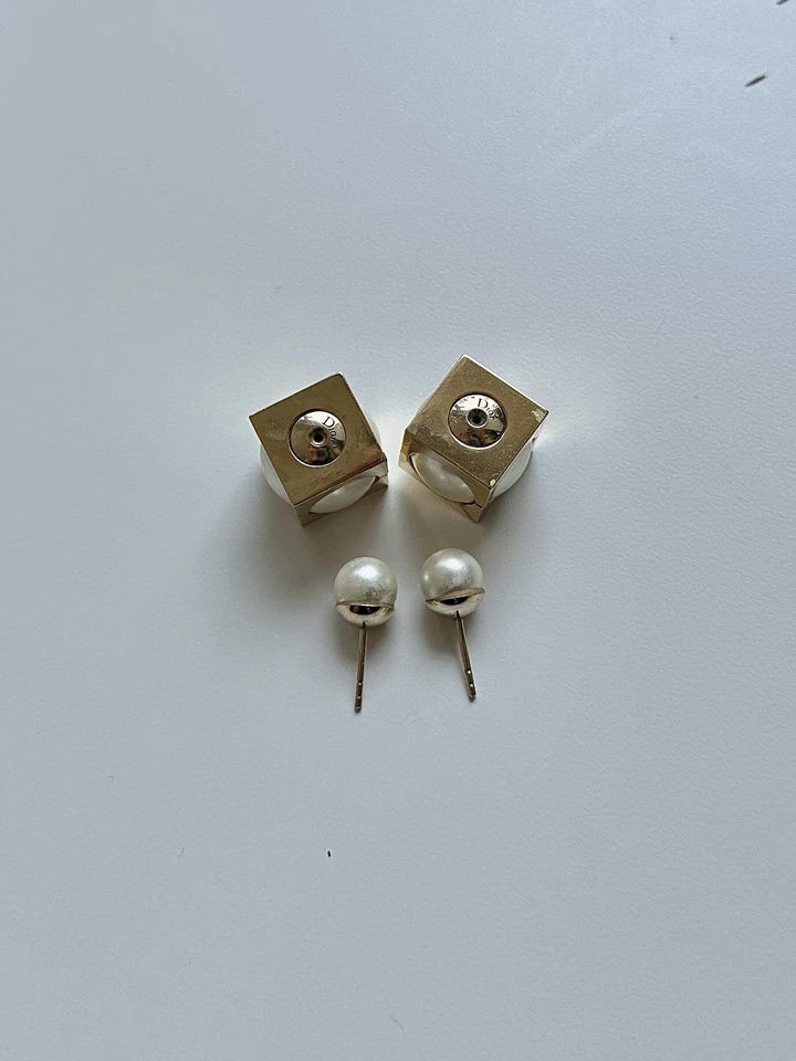 Authentic Pre-owned Dior Pearl Gold Metal Earrings - Good Condition  - Image 3 of 3